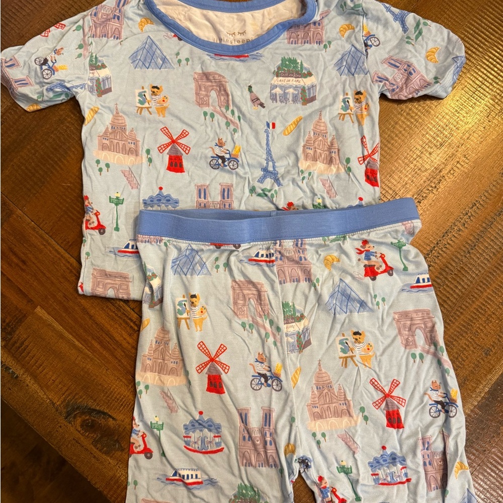 Little Sleepies Blue Pajama Set with Travel Print